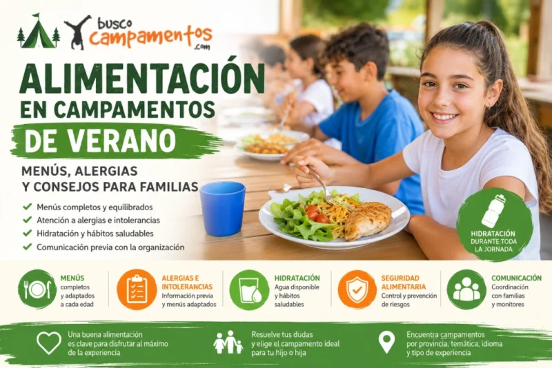 Alimentación en campamentos de verano: menús, alergias y consejos